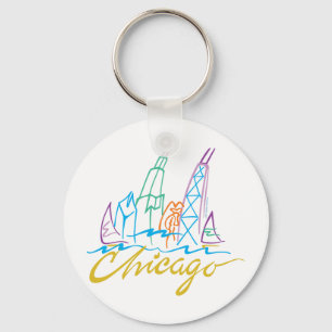 Chicago blåsig stadshorisont nyckelring