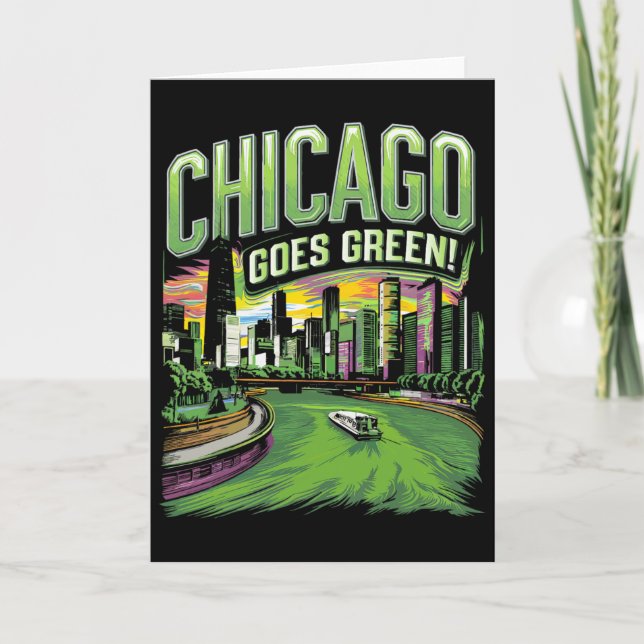 Chicago blir grönt på St. Patrick's Day  Kort (Framsida)