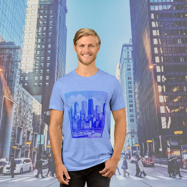 CHICAGO Blue Graphic T-Shirt Tri-Blend Shirt (Skapare uppladdad)