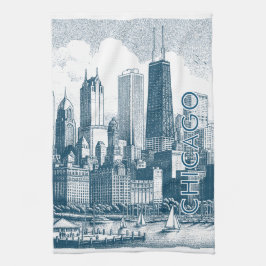 Chicago Blue White Kökshandduk