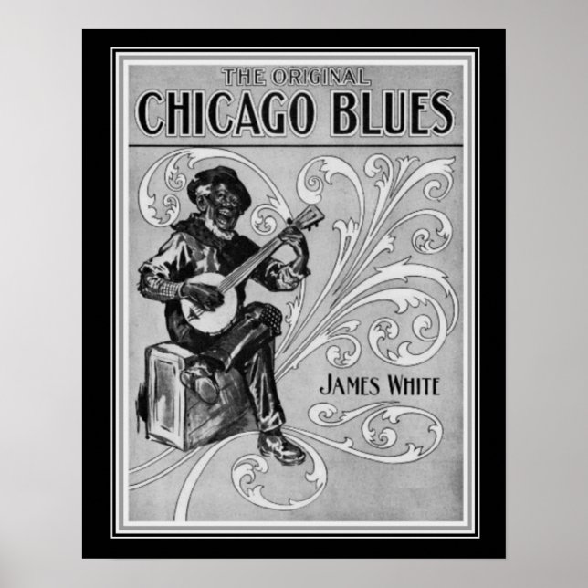 "Chicago Blues" 1915 Lakan Music Print 16x20 Poster (Framsidan)