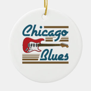 Chicago Blues Musik Musiker Gitarr Julgransprydnad Keramik