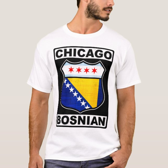 Chicago Bosnian American Design T-Shirt (Framsida)