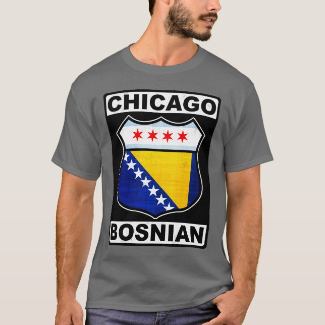 Chicago Bosnian American Design T-Shirt (Framsida)