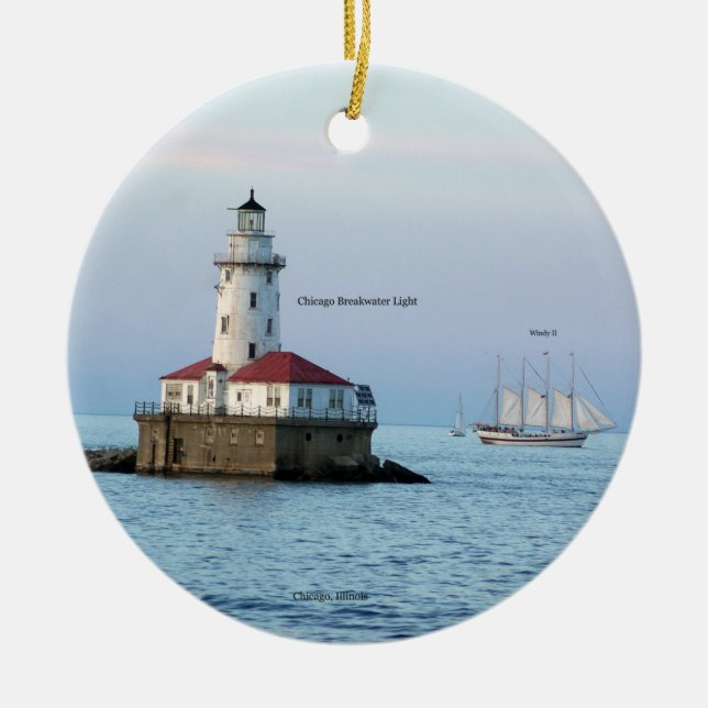 Chicago Breakwater Light 2 sided ornament (Framsidan)