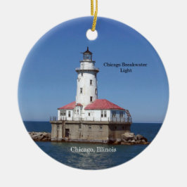 Chicago Breakwater Light cirkelprydnad Julgransprydnad Keramik