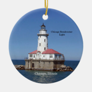 Chicago Breakwater Light cirkelprydnad Julgransprydnad Keramik