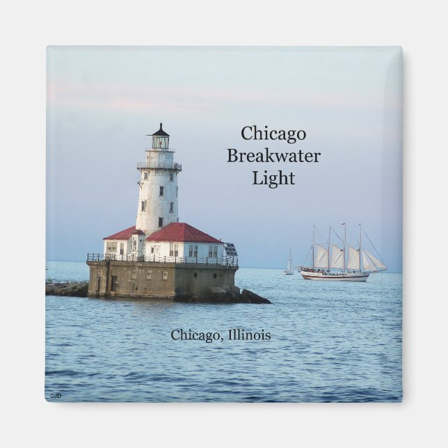 Chicago Breakwater Light & Windy II magnet (Framsidan)