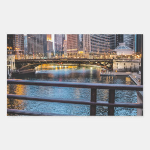 Chicago Bridges & Ljus Rektangulärt Klistermärke