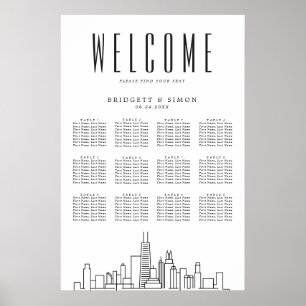 Chicago Bröllop 12 Bord-sätesdiagram Poster