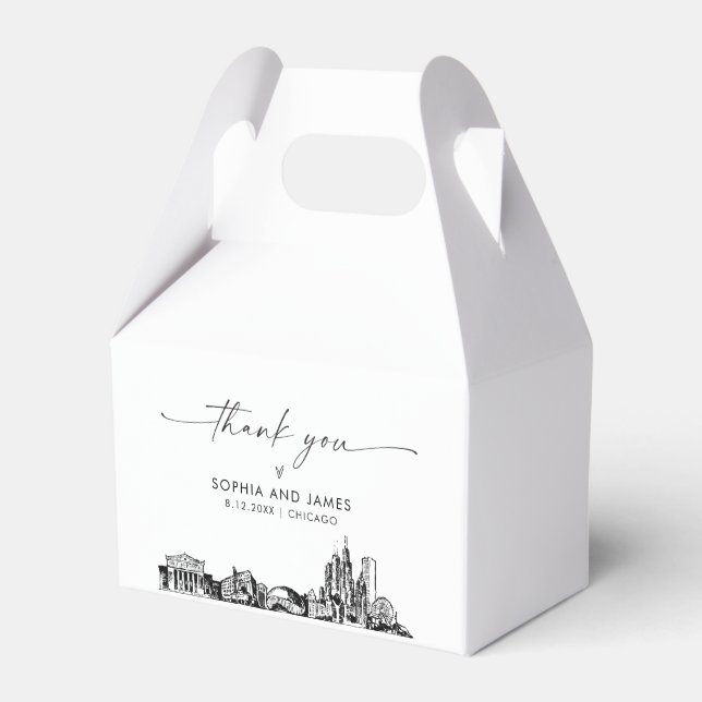 Chicago Bröllop Personlig Favor Box Presentaskar (Framsidan Sidan)