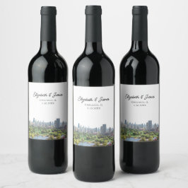 Chicago Bröllop Personlig Vinflaska Etikett