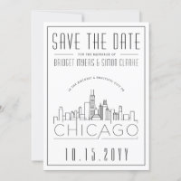 Chicago Bröllop | Stiliserad Skyline Spara datum