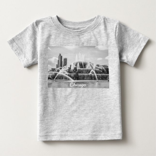 Chicago Buckingham Grayscale Baby T-shirt (Framsida)