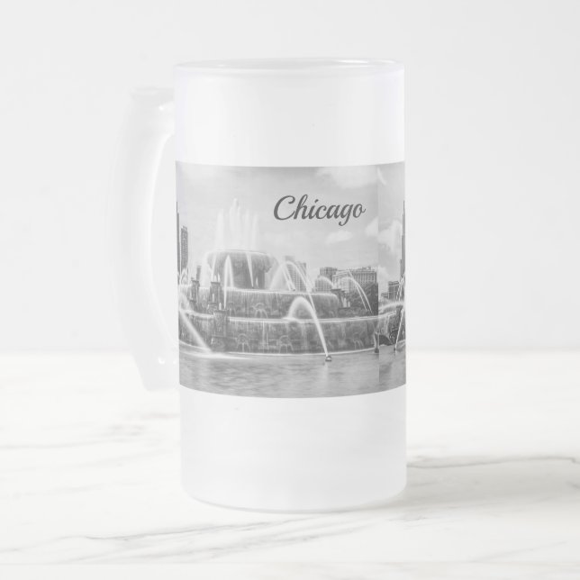 Chicago Buckingham Grayscale Frosted Glass Beer Mu Frostat Ölglas (Framsida vänster)