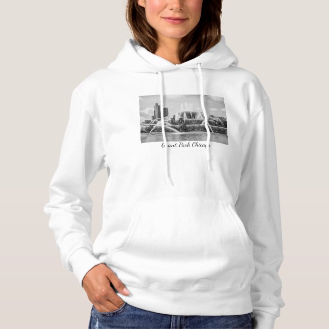 Chicago Buckingham Grayscale Hoodie T Shirt (Framsida)