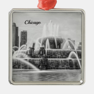 Chicago Buckingham Grayscale Metall Ornament