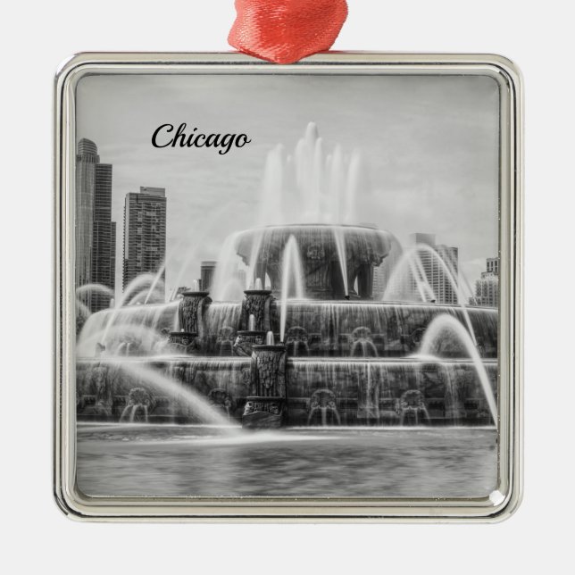 Chicago Buckingham Grayscale Metall Ornament (Framsidan)