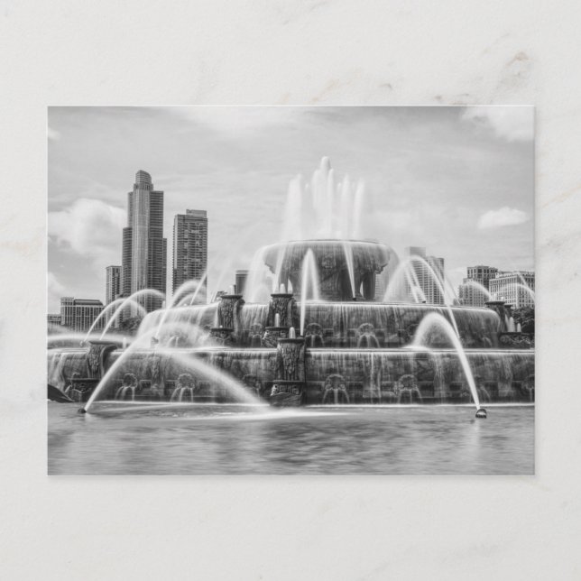 Chicago Buckingham Grayscale Postcard Vykort (Framsida)