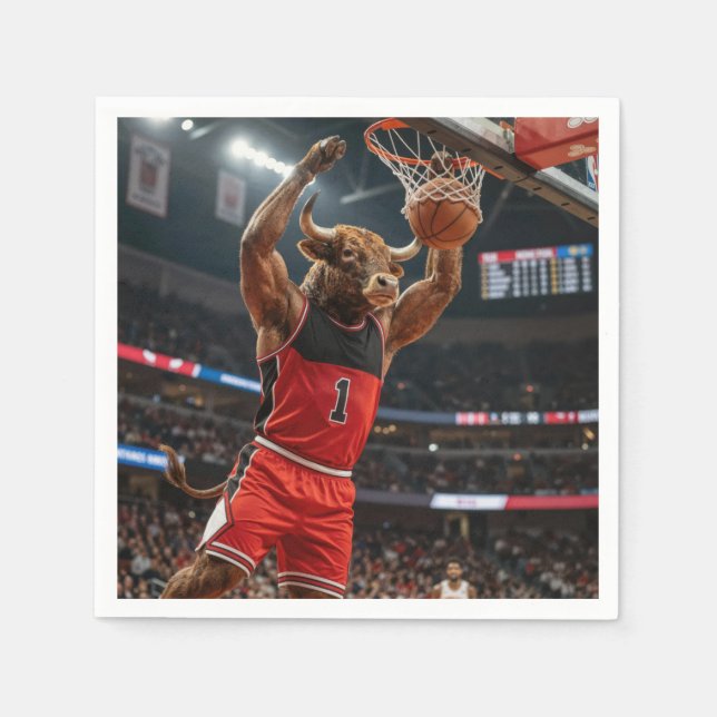 Chicago Bull Basketball Slam Dunking the Ball Pappersservett (Framsidan)