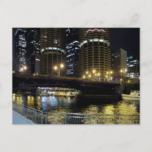 Chicago by Night - At River Vykort