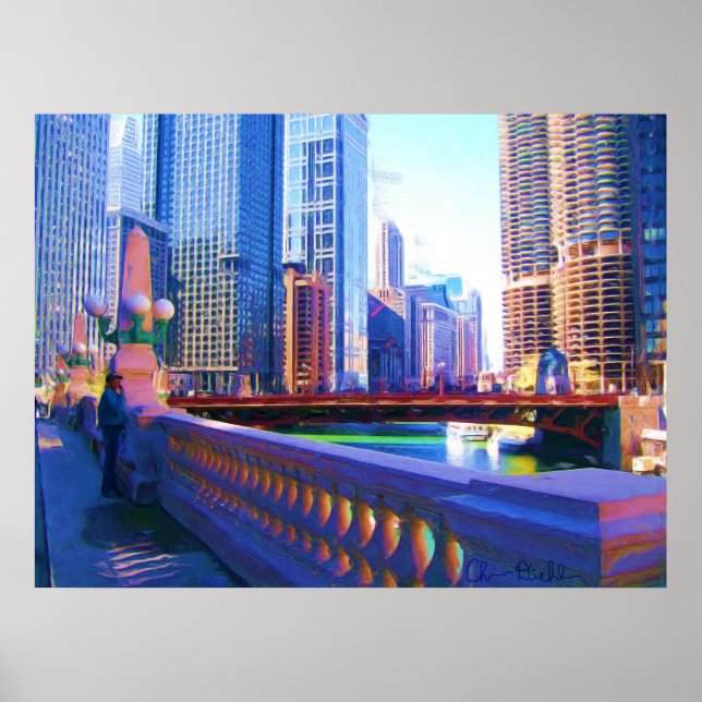 Chicago Canal Painting Poster (Framsidan)