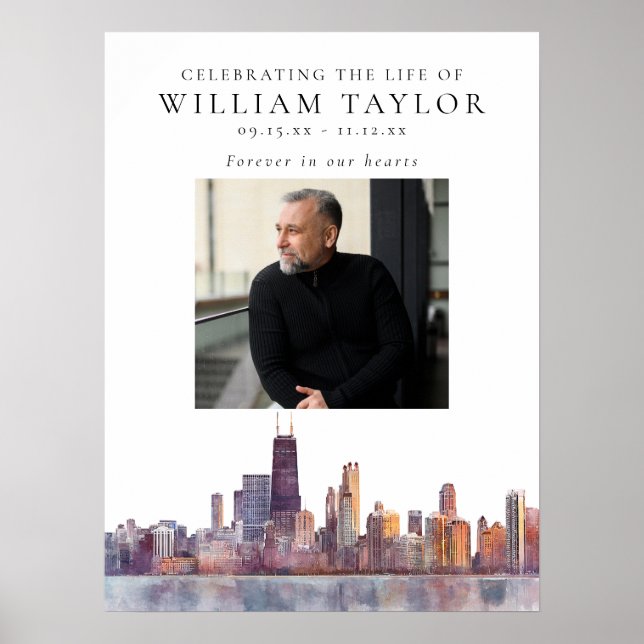 Chicago Celebration Of Life Foto Välkomstskylt Poster (Framsidan)