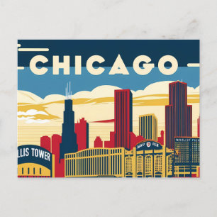 Chicago Charm: A Retro Glimpse of the Windy City Vykort