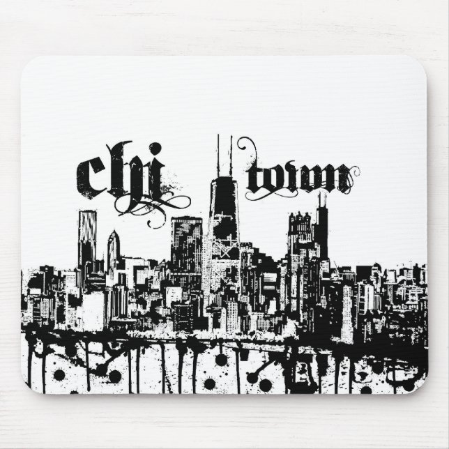 Chicago "chi-town" som är pålagd för din stad musmatta (Framsidan)