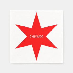 ’CHICAGO’ - Chicago Flagga Red 6-PoWN Star Pappersservett