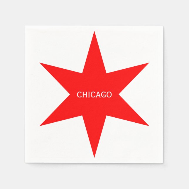 ’CHICAGO’ - Chicago Flagga Red 6-PoWN Star Pappersservett (Framsidan)