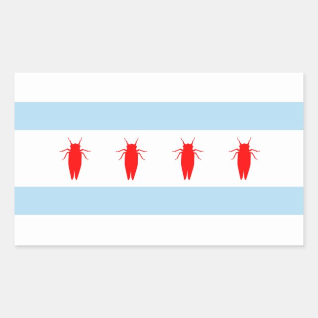 Chicago Cicada Flagga Sticker Rektangulärt Klistermärke (Framsida)