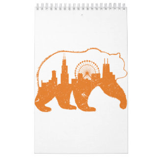 Chicago City Apparel Downtown Walking Bear Silhoue Kalender