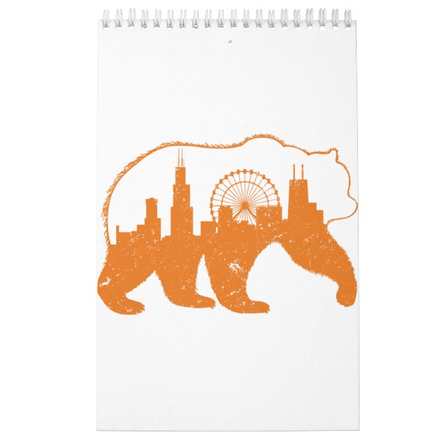 Chicago City Apparel Downtown Walking Bear Silhoue Kalender (Omslag)