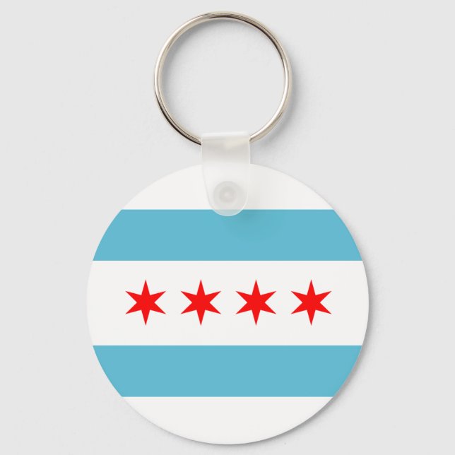 Chicago City flagga Keychain Nyckelring (Framsida)