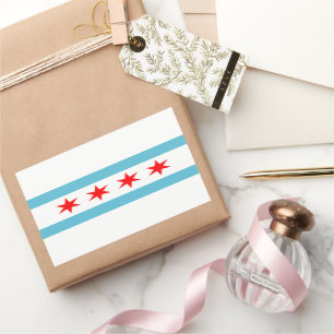 Chicago City flagga Rektangulärt Klistermärke