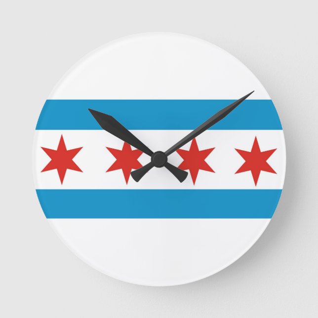 Chicago city flagga United Stater America USA Rund Klocka (Framsida)