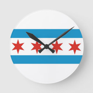 Chicago city flagga United Stater America USA Rund Klocka