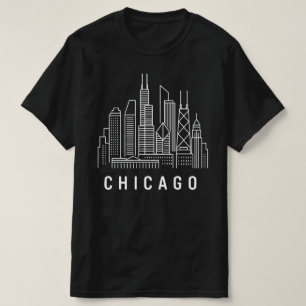 Chicago City Illinois Siluett   Chicago Flag Prese T Shirt