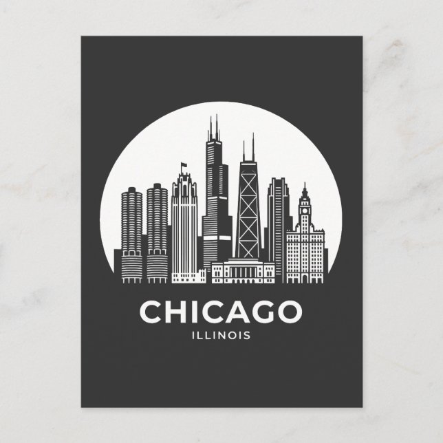 Chicago City Illinois Vykort (Framsida)