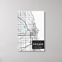 Chicago City Karta + markera din plats