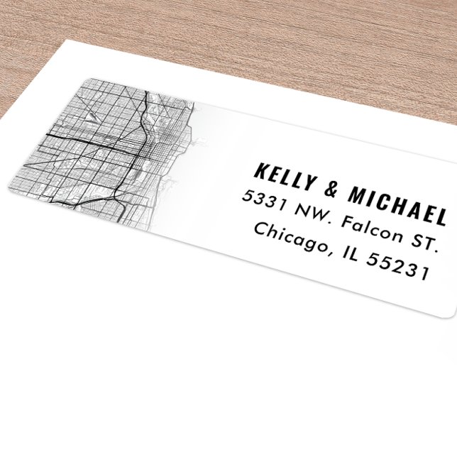 Chicago City Karta Thome | Returetikett Returadress Etikett (Skapare uppladdad)
