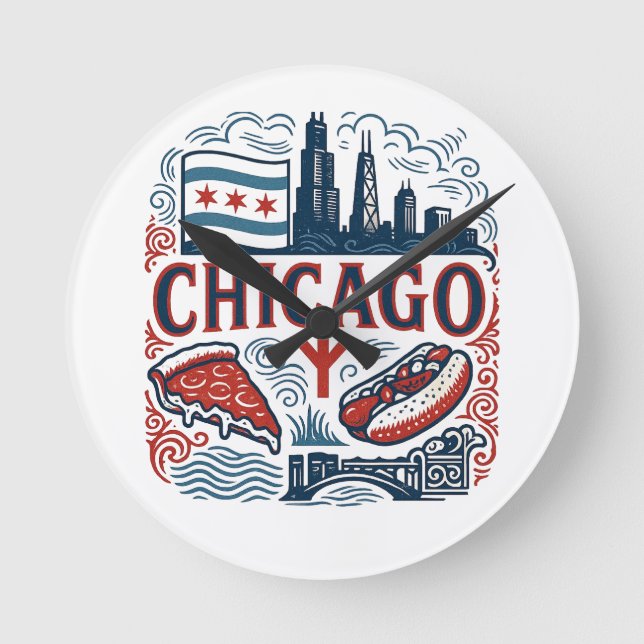 Chicago City pride Rund Klocka (Framsida)