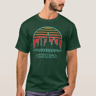 Chicago City Skyline 80-tals stil present T Shirt