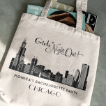 Chicago City Skyline Bachelorette Party Bröllop Tygkasse<br><div class="desc">Bachelorette Party helg tote bags har en Art Deco stil stadskyline i Chicago med anpassningsbar som kan vara personlig för evenemanget.</div>