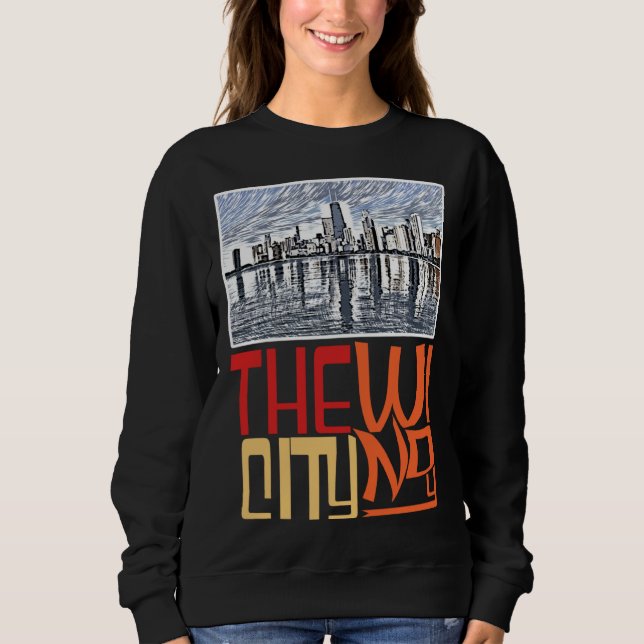 Chicago City Skyline  Chicago Skyline Silhouette T Shirt (Framsida)