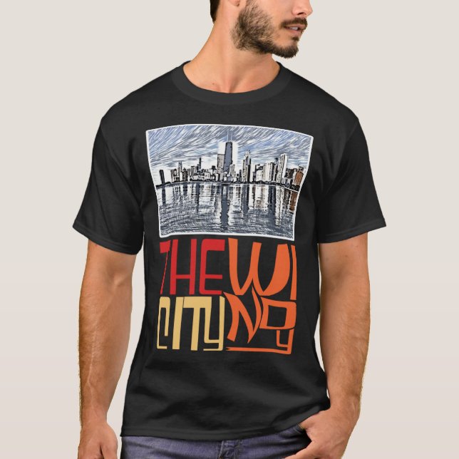 Chicago City Skyline  Chicago Skyline Silhouette T Shirt (Framsida)