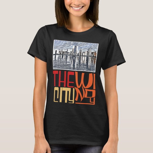 Chicago City Skyline  Chicago Skyline Silhouette T Shirt (Framsida)
