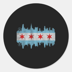 Chicago City Skyline Flagga - Vintage Chicago City Runt Klistermärke
