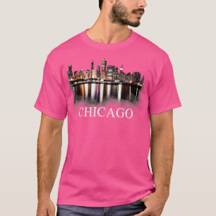 Chicago City Skyline Ljus vid Night Chicago Illin T Shirt